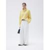 imageSUUKSESS Women Cashmere Oversized Quarter Zip Pullover Sweater Long Sleeve Collared Ribbed Knit Jumper TopsButter Yellow