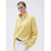 imageSUUKSESS Women Cashmere Oversized Quarter Zip Pullover Sweater Long Sleeve Collared Ribbed Knit Jumper TopsButter Yellow