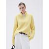 imageSUUKSESS Women Cashmere Oversized Quarter Zip Pullover Sweater Long Sleeve Collared Ribbed Knit Jumper TopsButter Yellow