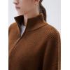 imageSUUKSESS Women Cashmere Oversized Quarter Zip Pullover Sweater Long Sleeve Collared Ribbed Knit Jumper TopsCaramel