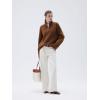 imageSUUKSESS Women Cashmere Oversized Quarter Zip Pullover Sweater Long Sleeve Collared Ribbed Knit Jumper TopsCaramel