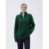 imageSUUKSESS Women Cashmere Oversized Quarter Zip Pullover Sweater Long Sleeve Collared Ribbed Knit Jumper TopsDark Green
