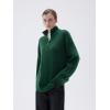 imageSUUKSESS Women Cashmere Oversized Quarter Zip Pullover Sweater Long Sleeve Collared Ribbed Knit Jumper TopsDark Green