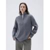 imageSUUKSESS Women Cashmere Oversized Quarter Zip Pullover Sweater Long Sleeve Collared Ribbed Knit Jumper TopsGrey