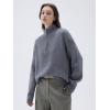 imageSUUKSESS Women Cashmere Oversized Quarter Zip Pullover Sweater Long Sleeve Collared Ribbed Knit Jumper TopsGrey