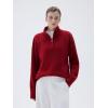 imageSUUKSESS Women Cashmere Oversized Quarter Zip Pullover Sweater Long Sleeve Collared Ribbed Knit Jumper TopsRed