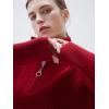 imageSUUKSESS Women Cashmere Oversized Quarter Zip Pullover Sweater Long Sleeve Collared Ribbed Knit Jumper TopsRed