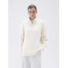 imageSUUKSESS Women Cashmere Oversized Quarter Zip Pullover Sweater Long Sleeve Collared Ribbed Knit Jumper TopsWhite