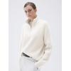 imageSUUKSESS Women Cashmere Oversized Quarter Zip Pullover Sweater Long Sleeve Collared Ribbed Knit Jumper TopsWhite