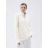 imageSUUKSESS Women Cashmere Oversized Quarter Zip Pullover Sweater Long Sleeve Collared Ribbed Knit Jumper TopsWhite