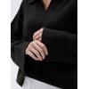 imageSUUKSESS Women Cashmere Oversized V Neck Pullover Sweaters Long Sleeve Collared Knit Jumper TopsBlack