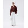 imageSUUKSESS Women Cashmere Oversized V Neck Pullover Sweaters Long Sleeve Collared Knit Jumper TopsBrown