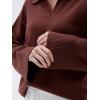 imageSUUKSESS Women Cashmere Oversized V Neck Pullover Sweaters Long Sleeve Collared Knit Jumper TopsBrown
