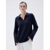 imageSUUKSESS Women Cashmere Oversized V Neck Pullover Sweaters Long Sleeve Collared Knit Jumper TopsNavy Blue