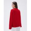 imageSUUKSESS Women Cashmere Oversized V Neck Pullover Sweaters Long Sleeve Collared Knit Jumper TopsRed