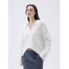 imageSUUKSESS Women Cashmere Oversized V Neck Pullover Sweaters Long Sleeve Collared Knit Jumper TopsWhite