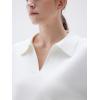 imageSUUKSESS Women Cashmere Oversized V Neck Pullover Sweaters Long Sleeve Collared Knit Jumper TopsWhite