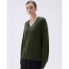 imageSUUKSESS Women Cashmere Oversized V Neck Pullover Sweaters Long Sleeve JumpersArmy Green