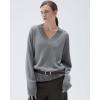 imageSUUKSESS Women Cashmere Oversized V Neck Pullover Sweaters Long Sleeve JumpersHeather Grey