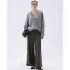 imageSUUKSESS Women Cashmere Oversized V Neck Pullover Sweaters Long Sleeve JumpersHeather Grey