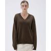 imageSUUKSESS Women Cashmere Oversized V Neck Pullover Sweaters Long Sleeve JumpersHeathered Mocha