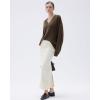imageSUUKSESS Women Cashmere Oversized V Neck Pullover Sweaters Long Sleeve JumpersHeathered Mocha