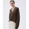 imageSUUKSESS Women Cashmere Oversized V Neck Pullover Sweaters Long Sleeve JumpersHeathered Mocha