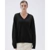 imageSUUKSESS Women Cashmere Oversized V Neck Pullover Sweaters Long Sleeve JumpersJet Black