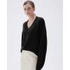 imageSUUKSESS Women Cashmere Oversized V Neck Pullover Sweaters Long Sleeve JumpersJet Black