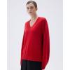 imageSUUKSESS Women Cashmere Oversized V Neck Pullover Sweaters Long Sleeve JumpersTrue Red