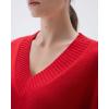 imageSUUKSESS Women Cashmere Oversized V Neck Pullover Sweaters Long Sleeve JumpersTrue Red