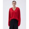 imageSUUKSESS Women Cashmere Oversized V Neck Pullover Sweaters Long Sleeve JumpersTrue Red