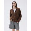 imageSUUKSESS Women Chunky Knit Cashmere Sweaters Zip up Oversized Hoodies Cardigan with Pockets Long Sleeve Fall OuterwearBrown