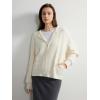 imageSUUKSESS Women Chunky Knit Cashmere Sweaters Zip up Oversized Hoodies Cardigan with Pockets Long Sleeve Fall OuterwearCream Cream White