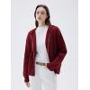 imageSUUKSESS Women Chunky Knit Cashmere Sweaters Zip up Oversized Hoodies Cardigan with Pockets Long Sleeve Fall OuterwearWine Red