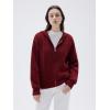imageSUUKSESS Women Chunky Knit Cashmere Sweaters Zip up Oversized Hoodies Cardigan with Pockets Long Sleeve Fall OuterwearWine Red