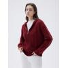 imageSUUKSESS Women Chunky Knit Cashmere Sweaters Zip up Oversized Hoodies Cardigan with Pockets Long Sleeve Fall OuterwearWine Red