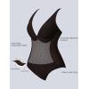 imageSUUKSESS Women One Piece Swimsuit Slimming Tummy Control Deep V Neck Bathing SuitBrown