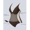 imageSUUKSESS Women One Piece Swimsuit Slimming Tummy Control Deep V Neck Bathing SuitBrown White