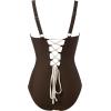 imageSUUKSESS Women One Piece Swimsuit Slimming Tummy Control Deep V Neck Bathing SuitBrown White