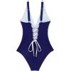 imageSUUKSESS Women One Piece Swimsuit Slimming Tummy Control Deep V Neck Bathing SuitDark Blue