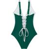 imageSUUKSESS Women One Piece Swimsuit Slimming Tummy Control Deep V Neck Bathing SuitGreen White