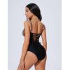 imageSUUKSESS Women One Piece Swimsuit Slimming Tummy Control Deep V Neck Bathing SuitLeopard Black
