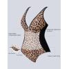imageSUUKSESS Women One Piece Swimsuit Slimming Tummy Control Deep V Neck Bathing SuitLeopard Black