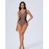 imageSUUKSESS Women One Piece Swimsuit Slimming Tummy Control Deep V Neck Bathing SuitLeopard Black