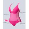 imageSUUKSESS Women One Piece Swimsuit Slimming Tummy Control Deep V Neck Bathing SuitPink Colorblock