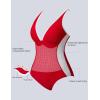 imageSUUKSESS Women One Piece Swimsuit Slimming Tummy Control Deep V Neck Bathing SuitRed