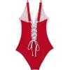 imageSUUKSESS Women One Piece Swimsuit Slimming Tummy Control Deep V Neck Bathing SuitRed