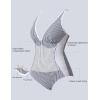 imageSUUKSESS Women One Piece Swimsuit Slimming Tummy Control Deep V Neck Bathing SuitWhite Black Striped