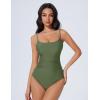imageSUUKSESS Women One Piece Tummy Control Swimsuit Crisscross Backless Bathing SuitArmy Green